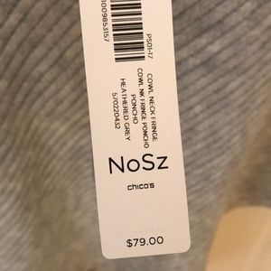 Grey poncho with cow neck with fringe